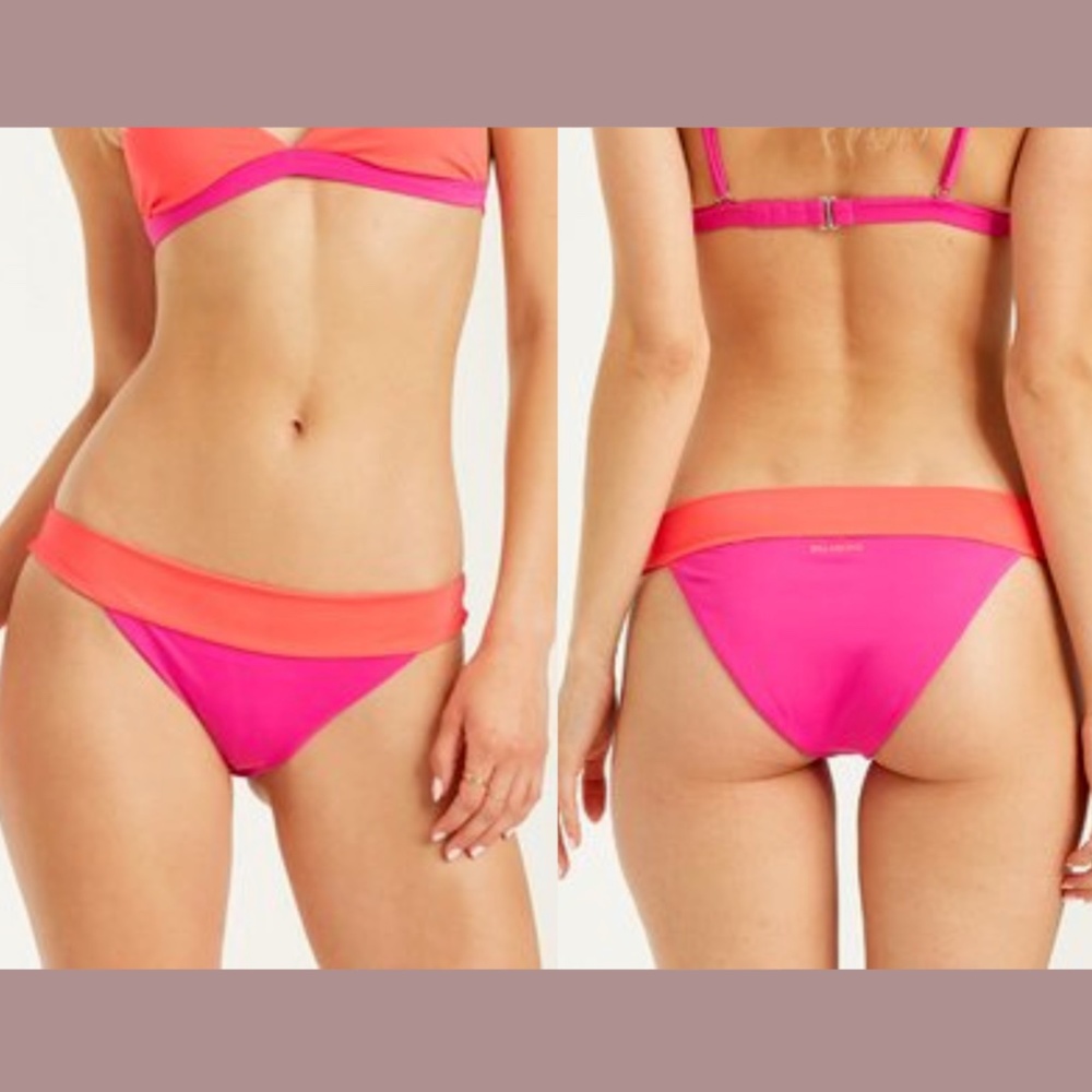 Billabong Pink and Coral Two-Tone Bikini Bottom